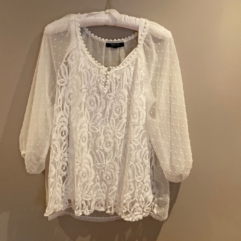 White lace blouse with matching camisole size large